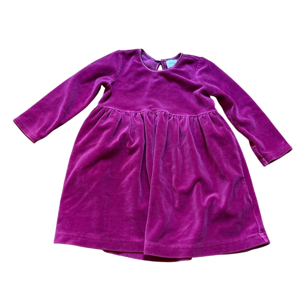 Hanna Andersson Velvet Dress Kids Purple Long Sleeve Holiday SIZE 2T
